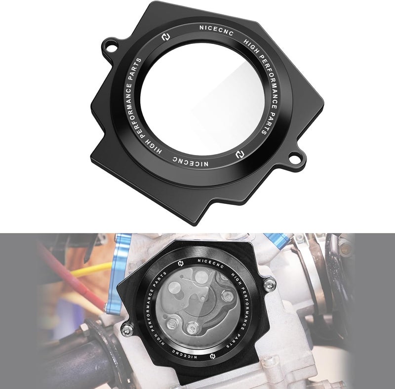 NICECNC Black ATV Cam Cover Compatible with Yamaha Raptor YFM 700 2006-2026, Raptor 700 R/SE 2009-2026, Replacement for 1S3-11185-00-00, 1S3-11185-10-00 Clear Camshaft Cover - Image 1